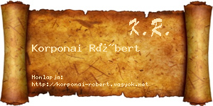 Korponai Róbert névjegykártya